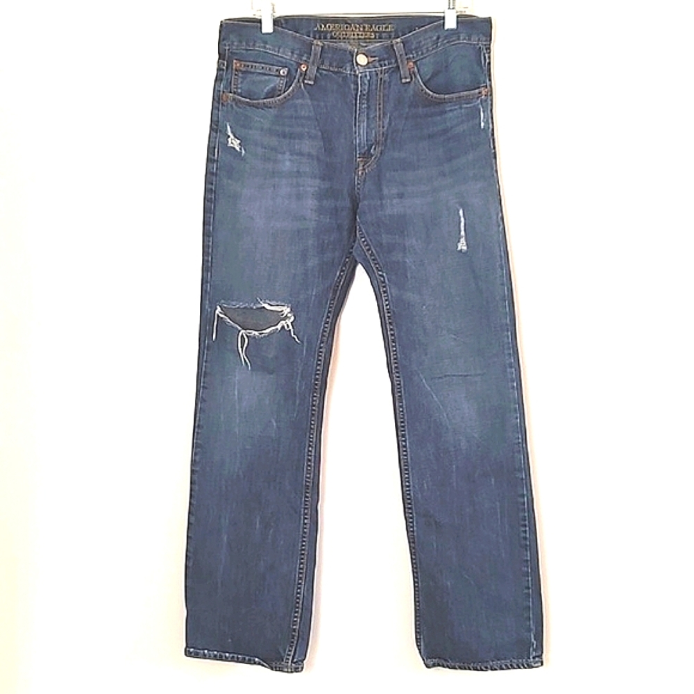 American Eagle Outfitters Original Straight Distressed Denim Jeans Size 31/32